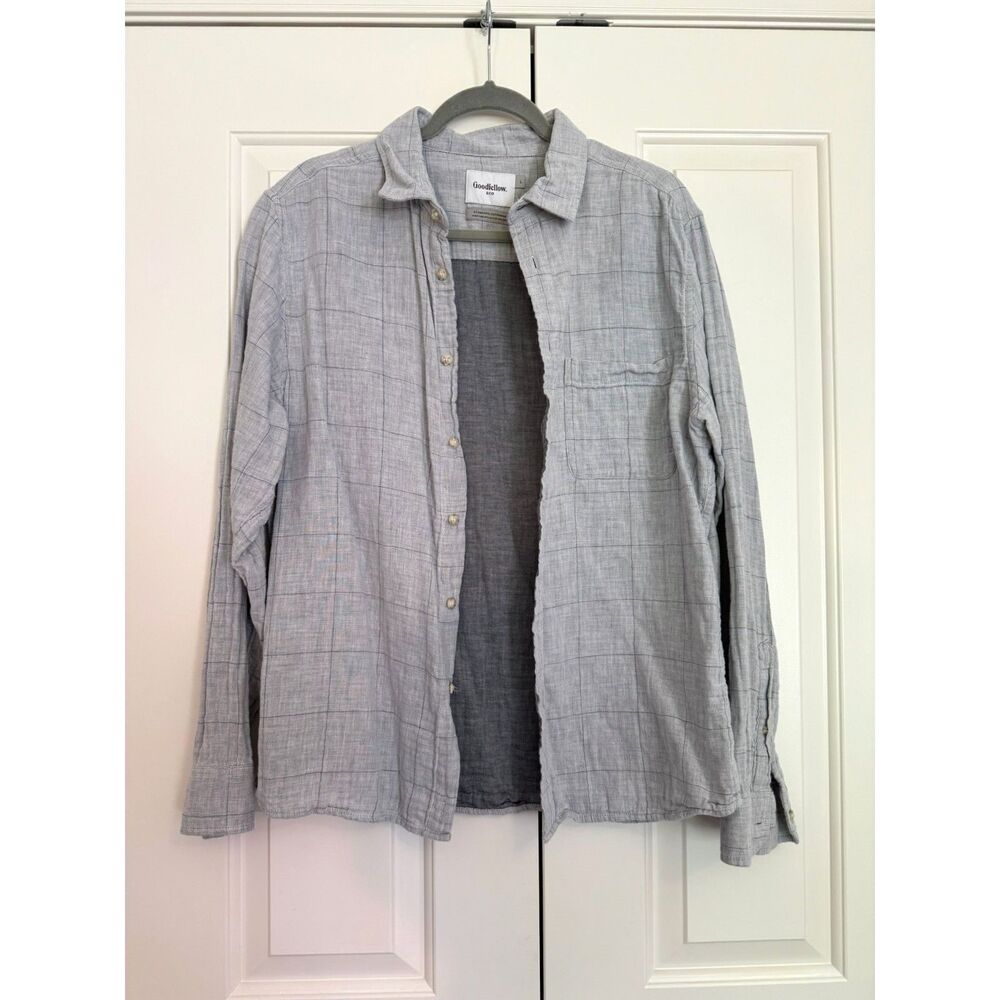 100% Cotton Gray Long Sleeve Button Down (Men's Large)